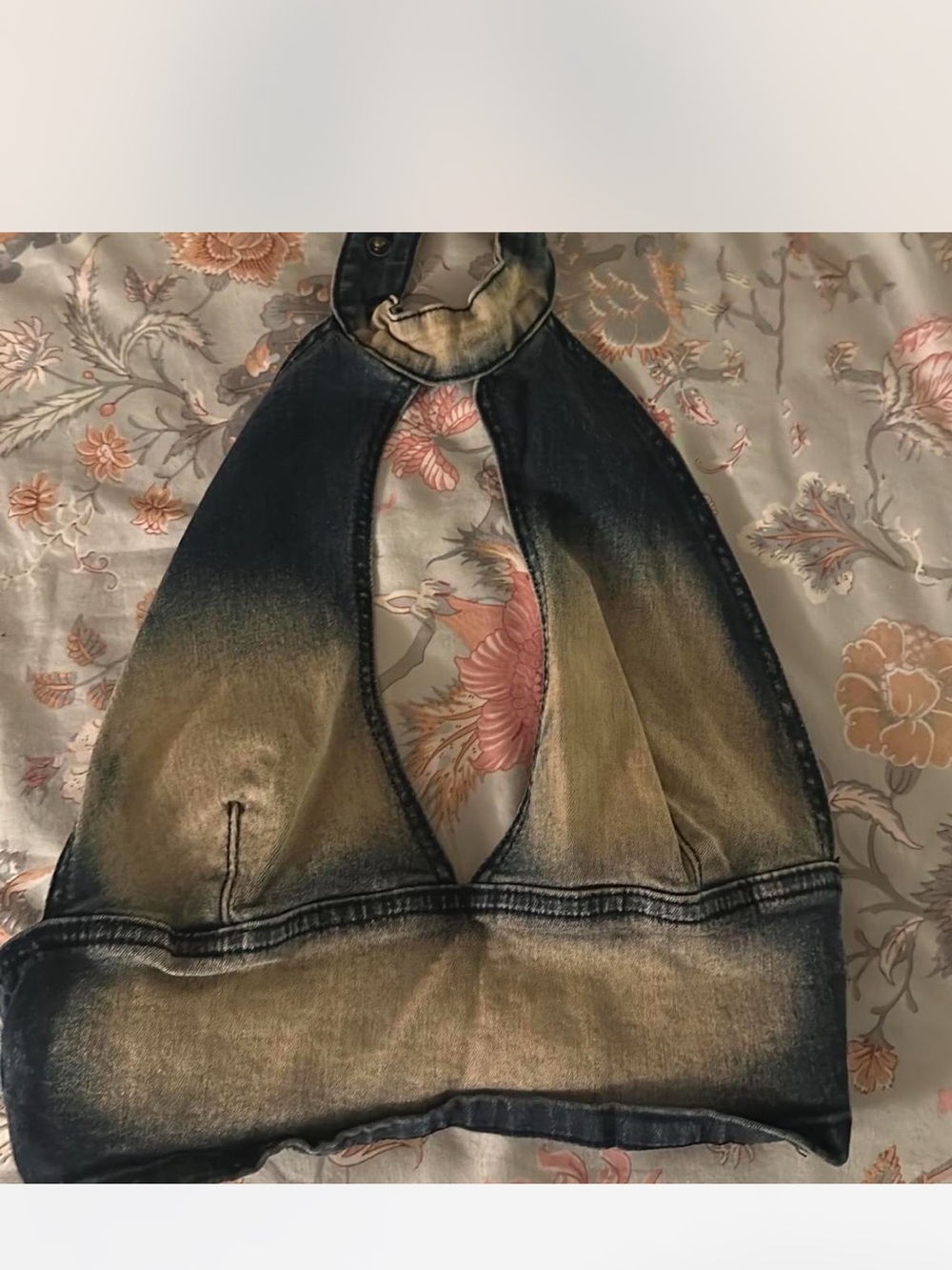 I am Gia Jeans Halter Top - Faded Black and Olive